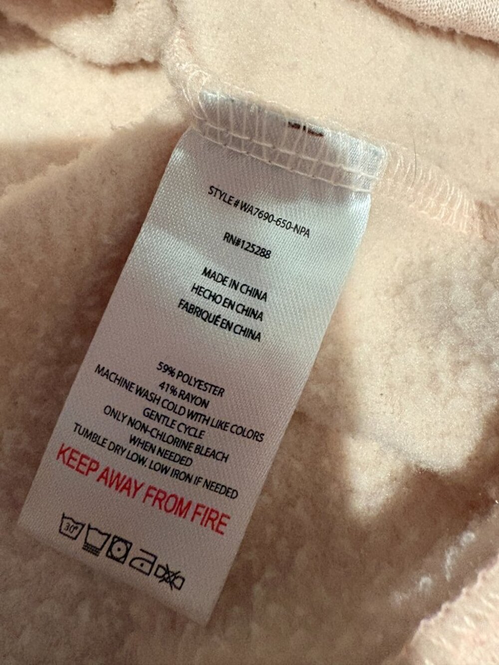 Rae Dunn | Be Happy Blush Pink Fleece Hoodie Sweatshirt - Size Medium - Picture 4 of 4